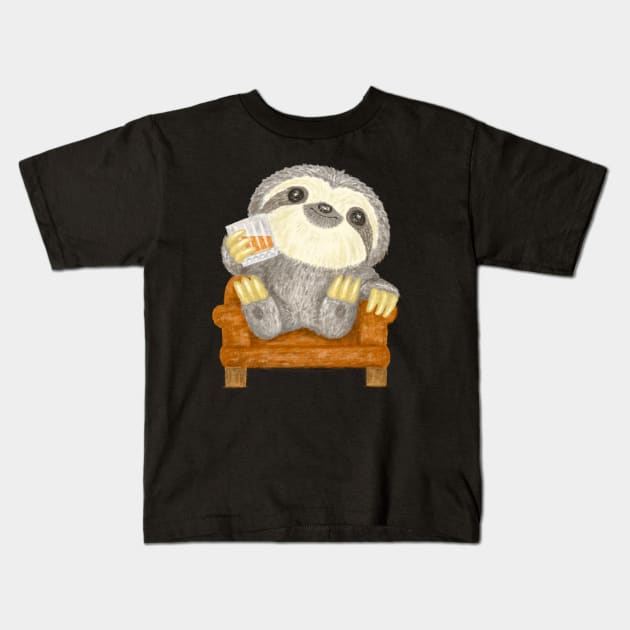 Sloths drinking alcohol Kids T-Shirt by sanogawa